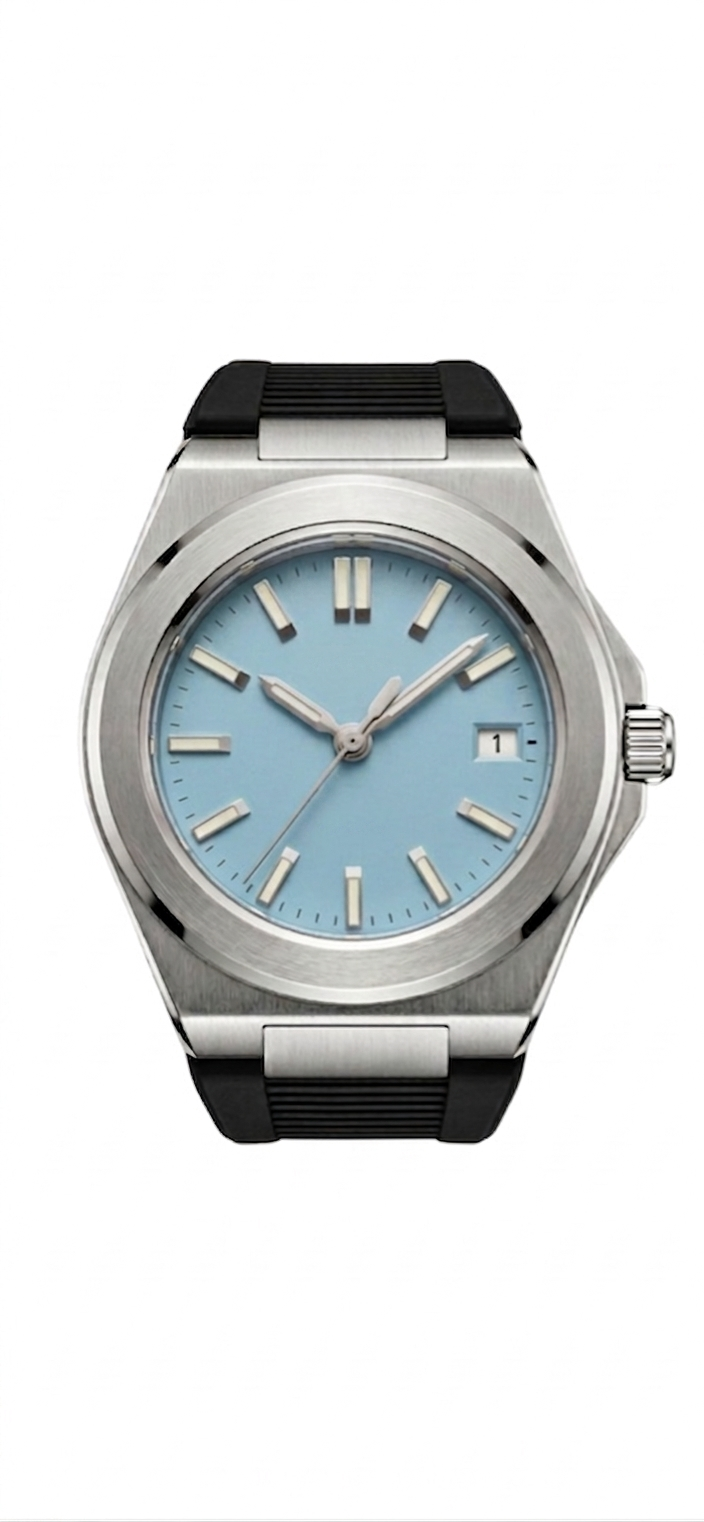 Valtor Silver Steel Blue Dial Rubber