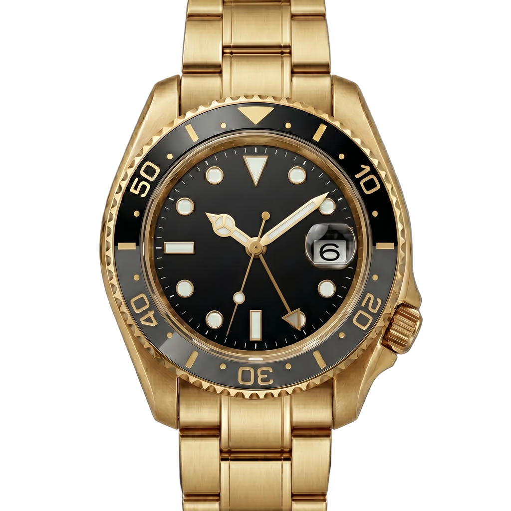 Navex Gold Steel Black Dial