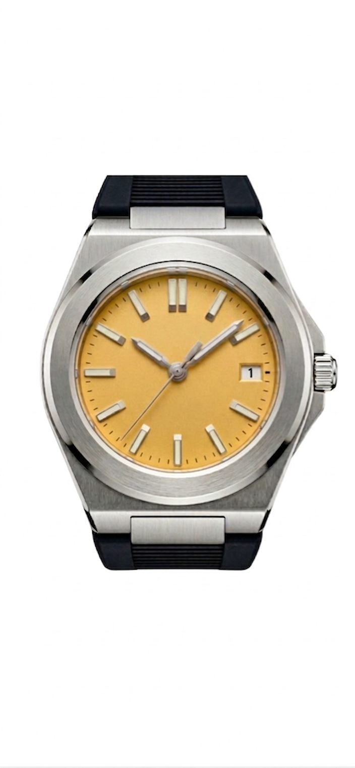 Valtor Silver Steel YELLOW Dial Rubber