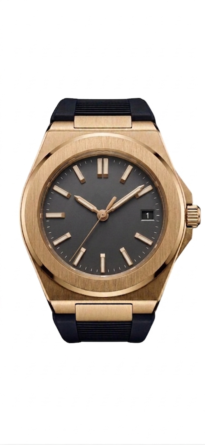 Valtor Gold Steel Black Dial Rubber
