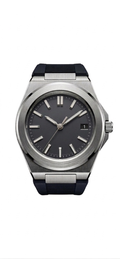 Valtor Silver Steel Black Dial Rubber