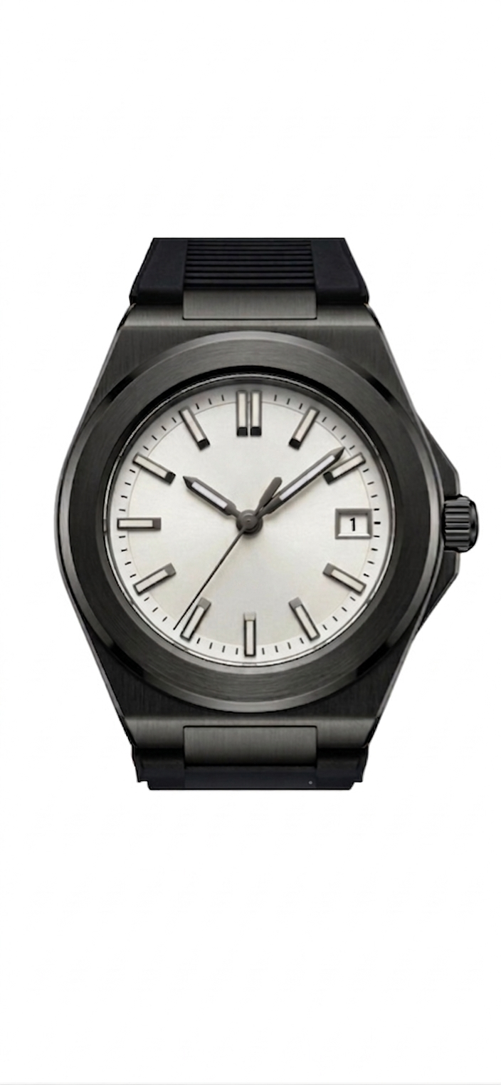 Valtor Black Steel White Dial Rubber